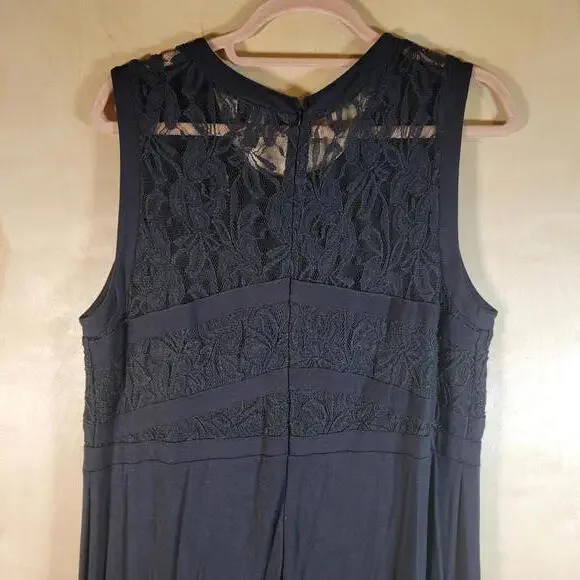 Lane Bryant Black Floral Mesh Lace Stretch Sleeveless Maxi Dress Women Sz 20 - Picture 7 of 9